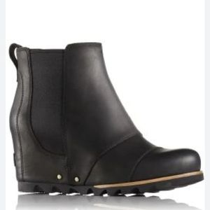 SOREL LEA WEDGE BLACK ANKLE BOOTS SZ 7